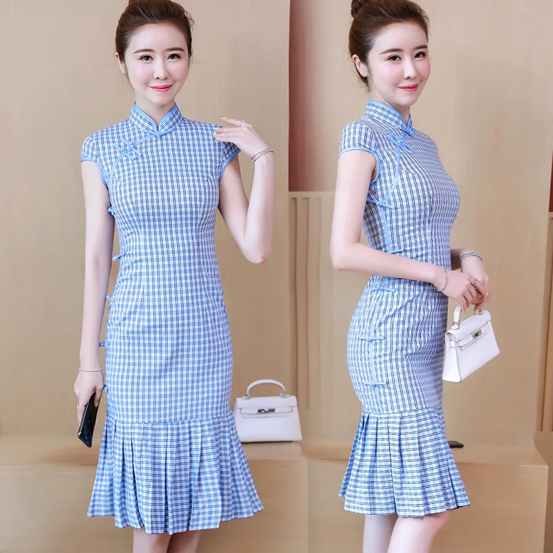 

Daily Life Young shao nv kuan Chinese-style Improved Cheongsam Slim Fit Fishtail Hipster Dress Women's