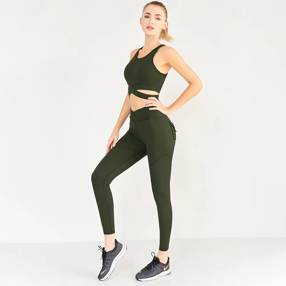 Set Yoga Baru Pakaian Gym Seksi Rajut 