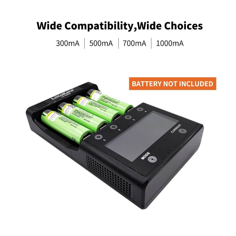

LiitoKala lii-500S Battery Charger US/EU Plug LCD Screen Display Lithium/NiMH 18650 26650 AA,AAA Touch Control Four Currents