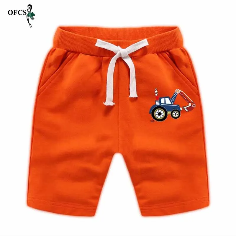 Orange Лидер продаж! Детские летние шорты разноцветные пляжные брюки из хлопка с мультяшным принтом Шорты для мальчиков от 2 до 12 лет - Цвет: Orange