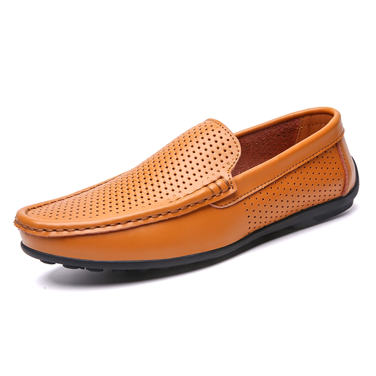 Мужские лоферы из натуральной кожи; мужские повседневные кроссовки; мокасины; Homme; мягкая мужская обувь на плоской подошве для вождения комфортные ботинки De Hombre - Цвет: brown punching