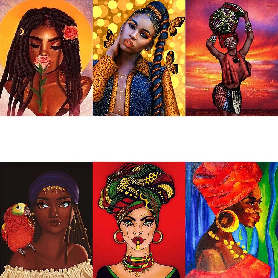 

Hot Sale Beautiful African Women Pictures DIY Digital Oil Painting Paint By Numbers Adult Unique Gift Wall Decor