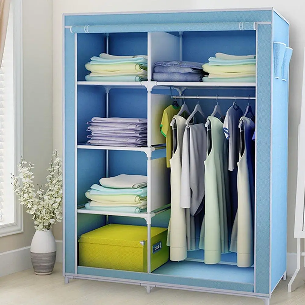 Portable Clothes Storage Closet, Double Wardrobe Organizer with Rack Shelves Wardrobe Home Furniture Portable Clothes Storage Closet, Double Wardrobe Organizer with Rack Shelves Wardrobe Home Furniture