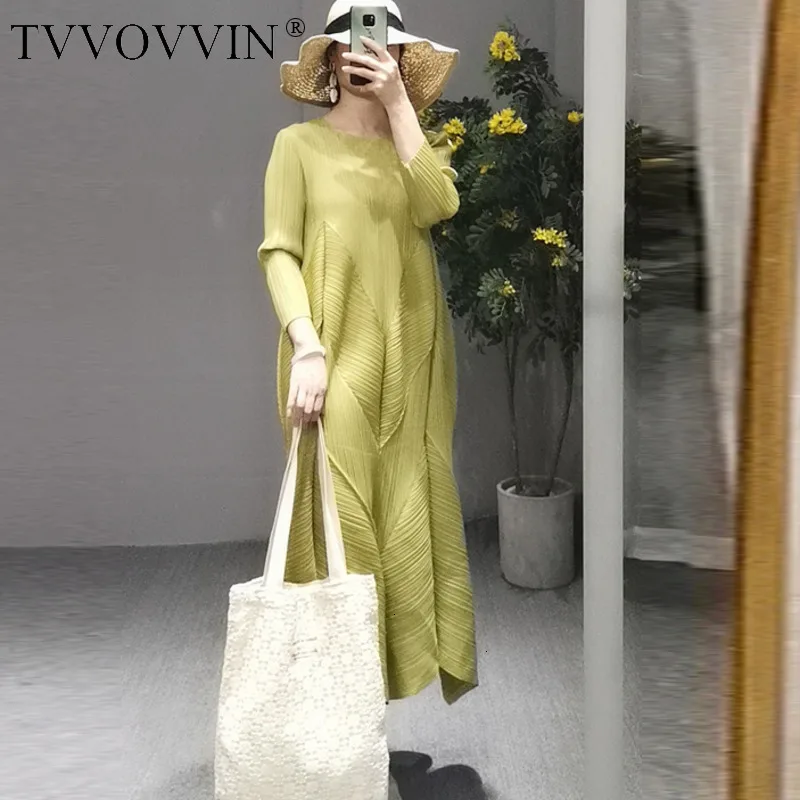 TVVOVVIN осеннее Новое Женское платье с рукавом три четверти, женское платье свободного кроя, размер плюс, однотонная Повседневная Женская одежда X052
