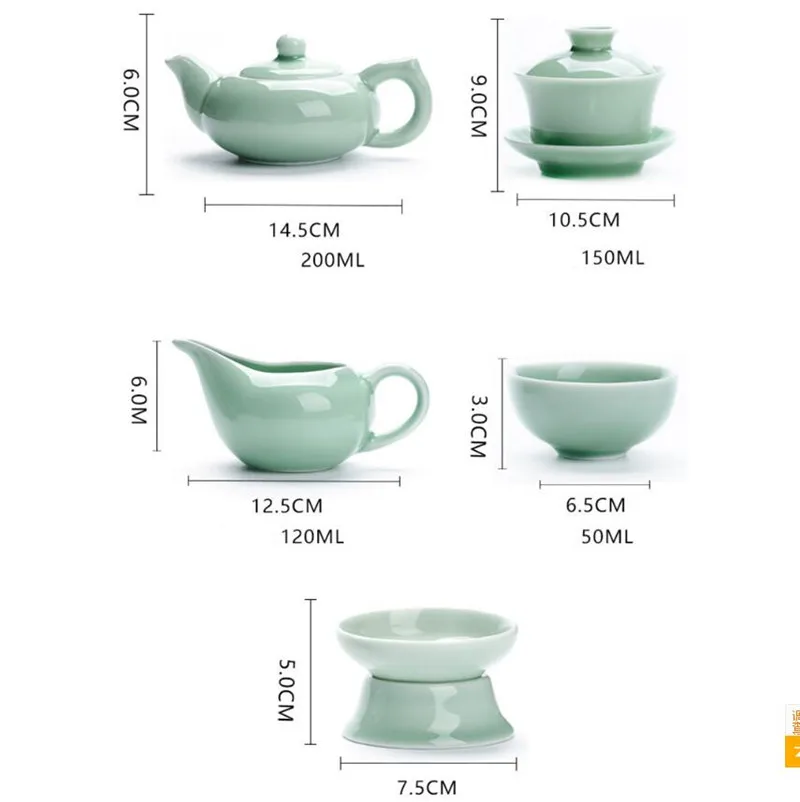 Китайский керамический чайный набор кунг-фу, чайный горшок, Celadon, посуда для напитков, чайный горшок, Набор чашек, удобный чайный набор для путешествий, китайский чайный сервиз, подарок