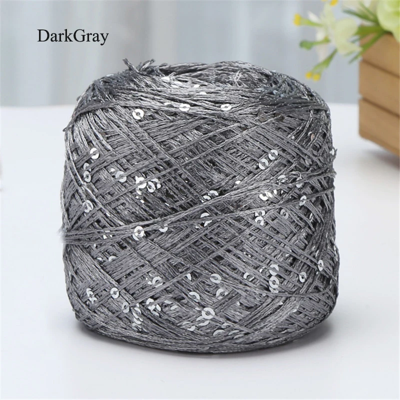 2pcs(200g) Fashion Summer Ice Silk Line Feature Sequins Line Yarn Diy Hand-knitted Wool Thread Sweater Scarft Hats Accessories - Цвет: Dark Gray