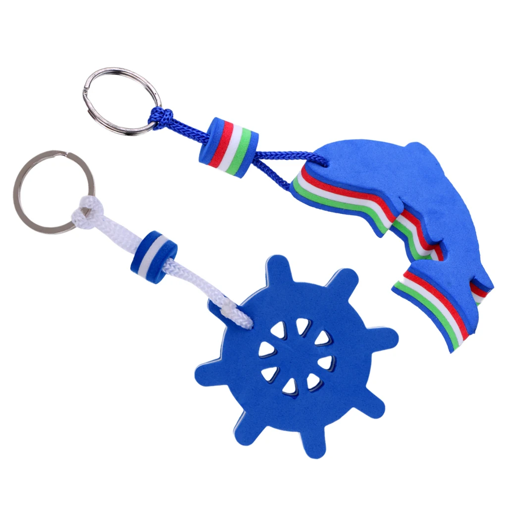 Blue Yachting Floating Boat Key Chain Key Ring Keyring Rudder Dolphin shape