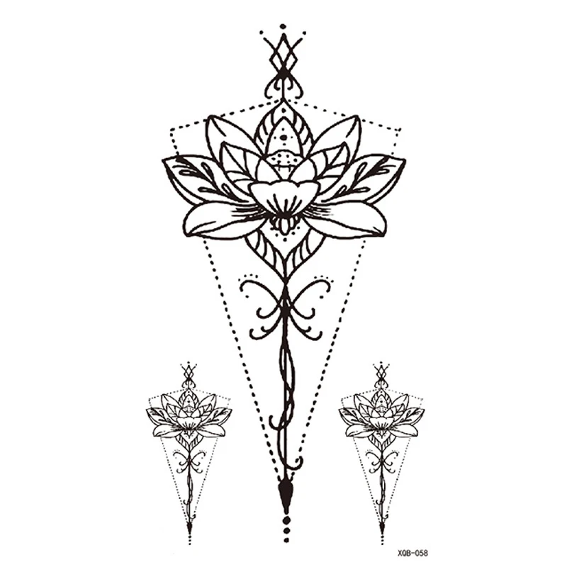

Временные татуировки с цветами лотоса, наклейки для женщин, девушек, мандала, поддельные татуировки, водостойкие татуировки, Переводные татуировки для боди-арта