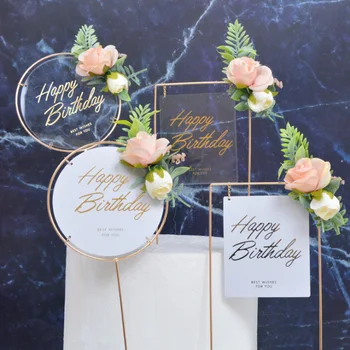

cake decoration Sen department small fresh acrylic simulation gardening flowers hot stamping happy birthday card dessert
