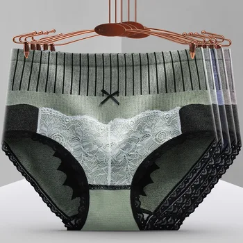 

2Pcs/lot Laces Soft Breathable Panties Ladies Seamless Traceless Mid Waist Plus Size Underwear Women Comfortable Briefs