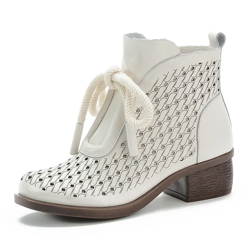 Botines de piel de vaca para mujer, botas de piel de vaca de alta calidad,  zapatos con agujeros transpirables, sandalias de talla grande, novedad de  primavera y verano 2021 - AliExpress Calzado