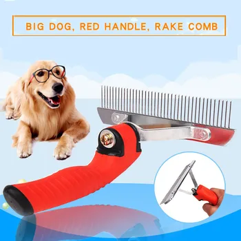 

Pet Combs Nails Anti-slip Rubber Handle Massage Smooth Dog Comb Rubber Durable Solid Convenient Cleaning Beauty Supplies Red