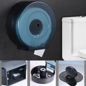 

Toilet Paper Holder Round Tissue Box For Bathroom Commercial Waterproof ABS Washroom Storage Shelf Modern Simple Wall Mounted