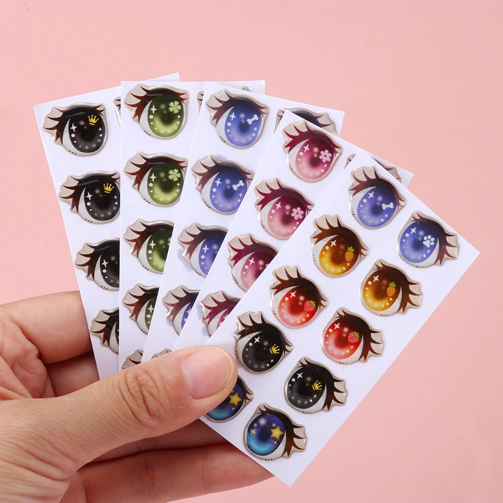 Cartoon Doll Eyes Stickers Cute Flower Star Bunny Clay Decals Anime Figurine Doll Face Organ Paster Toys Accessory 10Pairs doll accessories,plush doll accessories