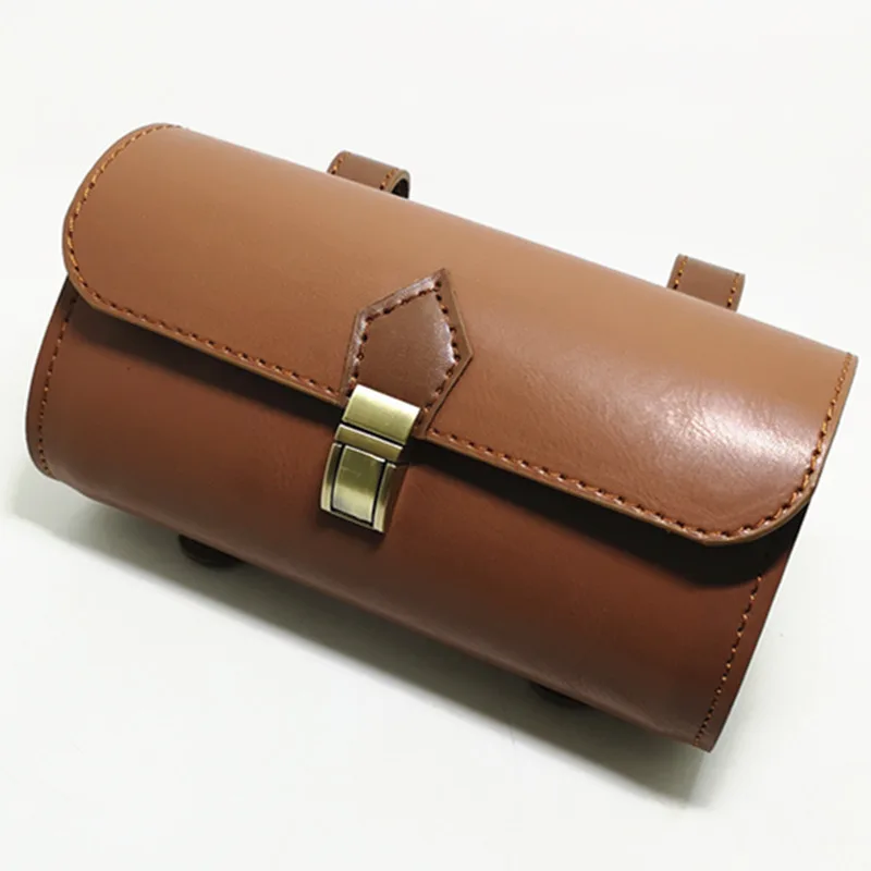 tan leather bicycle panniers