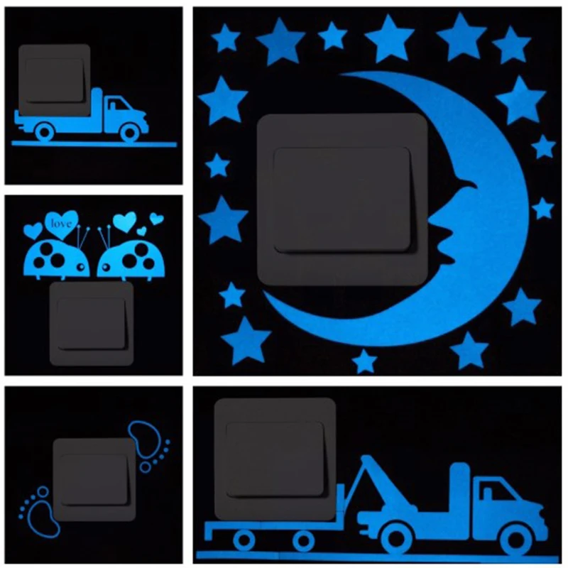1 Pcs Fashion Cute Light Switch Sticker Luminous Wall Stickers Cartoon Sticker Decal Home Decoration