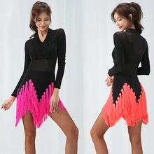 Блестящее платье для латинских танцев, женское платье с блестками и бахромой, костюм для соревнований, платье для взрослых, платье для румбы, одежда для выступлений, женская одежда BL2575