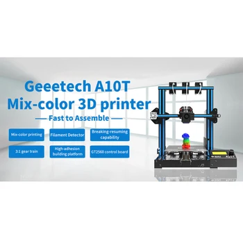 

Geeetech A10T Desktop 3D Printer Mix-Color Printing with GT2560 Control Board Resume Printing Filament Detection 220*220*250mm