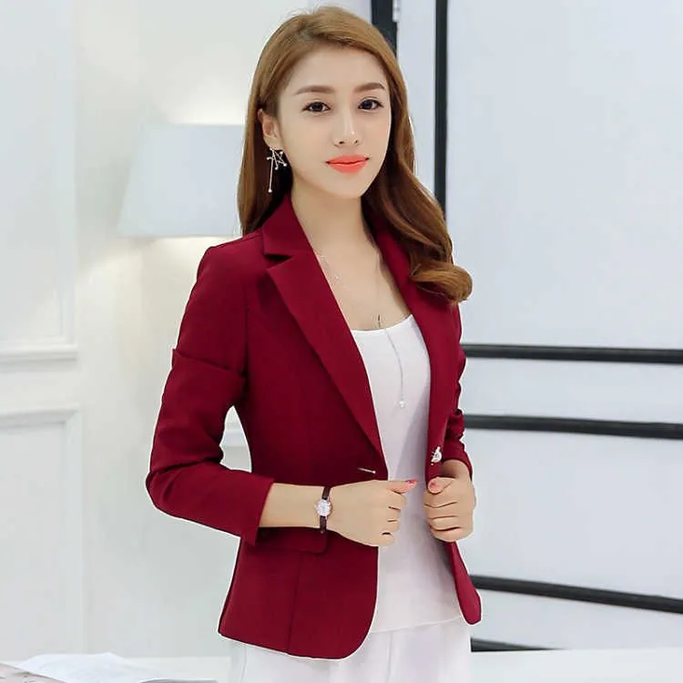 Blazer Femme Jackets Women Blazer Long Sleeve Blazers Solid One Button Coat Slim Office Lady Jacket Female Tops Suit Coats