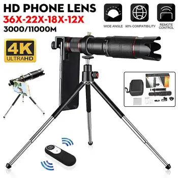 

36X 4K HD Mobile Phone Monocular Telescope Lens astronomical zoom lens extendable tripod for iPhone Android all Smartphones
