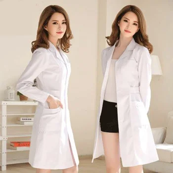 

White Coat Long Sleeve Doctor Dress Female Doctor Dress White Coat Short Sleeve Men Slim Nurse Suit Clothes Uniform SPA uniform