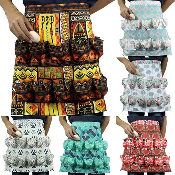 

Farm Hen Print Aprons Stylish Two-row Eggs Collecting Pocket Holder Waist Half Aprons Household Apron Barbecue Kitchen Aprons