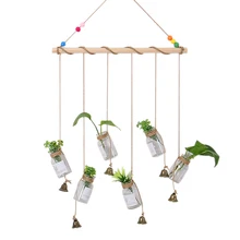 Креативная подвесная стеклянная ваза, подвесная бутылка, гидропоники, зеленое растение, прозрачный цветок, украшение на стену для детского сада, кулон, подарки