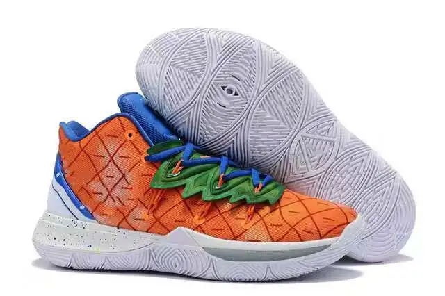 Классическая обувь Kyrie 5; обувь для спорта на открытом воздухе; спортивная мужская баскетбольная обувь; Foamposite; кроссовки для мужчин; цвет синий, розовый; обувь с высоким берцем; большие размеры - Цвет: Оранжевый