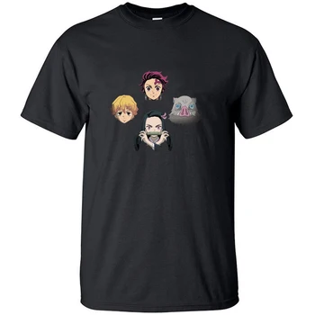 

Demon Slayer Japanese Anime Kimetsu No Yaiba Kamado Summer Cool Half Sleeved T Shirt Print Cotton T Shirts Top Men Black Tshirt