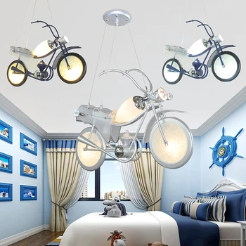 

Modern Creative Chrome Finish Motorcycle Model Cord Hanging Light LED Pendant Light for Kid's Children room