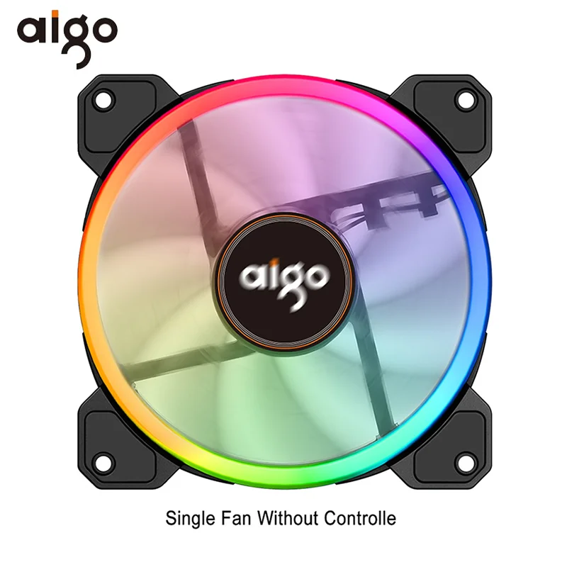 Aigo DR12 120 мм кулер вентилятор двойной Aura RGB PC Вентилятор охлаждения для компьютера бесшумный игровой чехол с ИК-пультом дистанционного управления am3 am4 - Цвет лезвия: 1 fan only