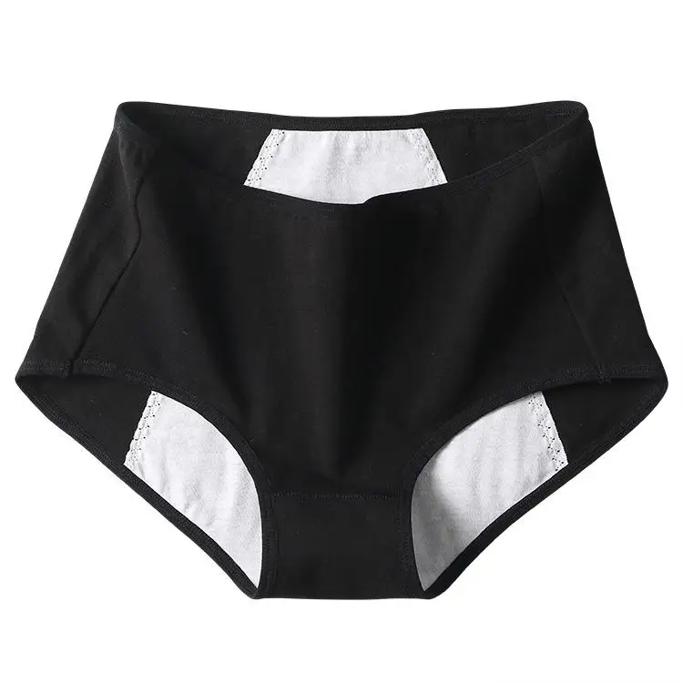 Менструальные трусики, хлопковые трусики для женщин, majtki damskie, culotte menstrumle culotte femme taille haute calcinha feminina majtki - Цвет: Черный