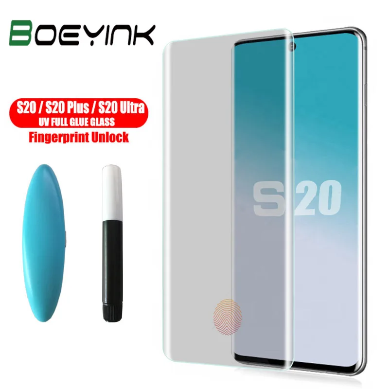 

UV Tempered Glass For Samsung Galaxy S20 Ultra S10 S8 S9 S20 Plus Full Liquid Screen Protector For Samsung Note 10 Plus 5G S20
