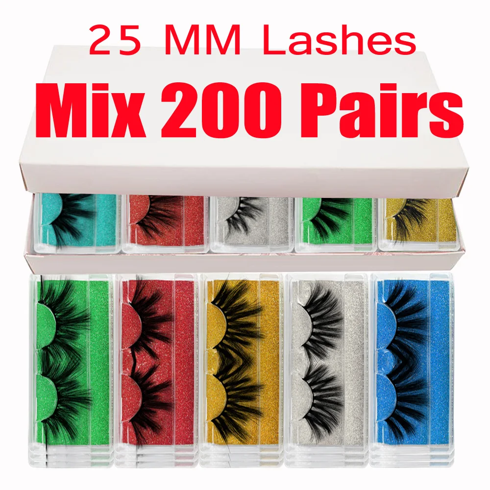 LEKOFO-pestañas postizas de 25mm, 10/30/50/100/200 pares de visón 6D, Pestañas postizas espectaculares esponjosas, pestañas largas reutilizables, venta al por mayor