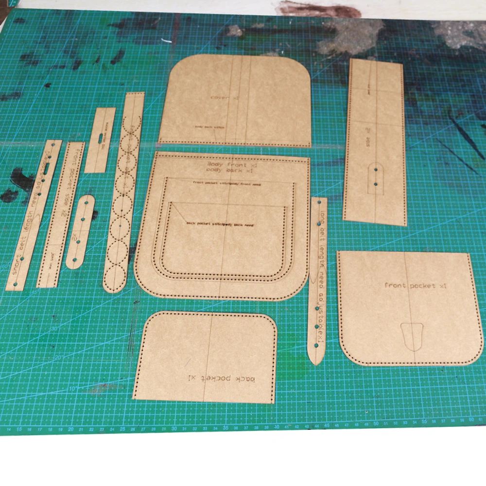 DIY leather craft  shoulder bag die cutting kraft paper sewing pattern hollowed stencil template 20x19x8cm