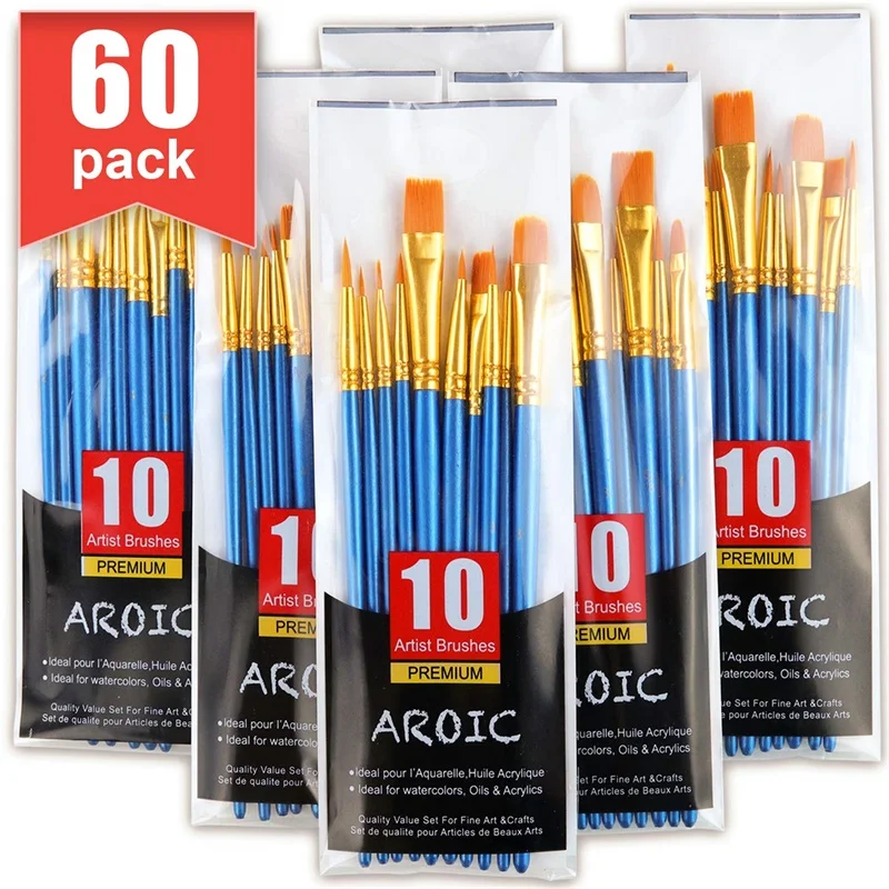 Painting Brush Set, 1-10 Packs /10Pieces, Nylon Brush Head, Suitable for Oil and Watercolor, Perfect Suit of Art oil Painting - Цвет: brush-60