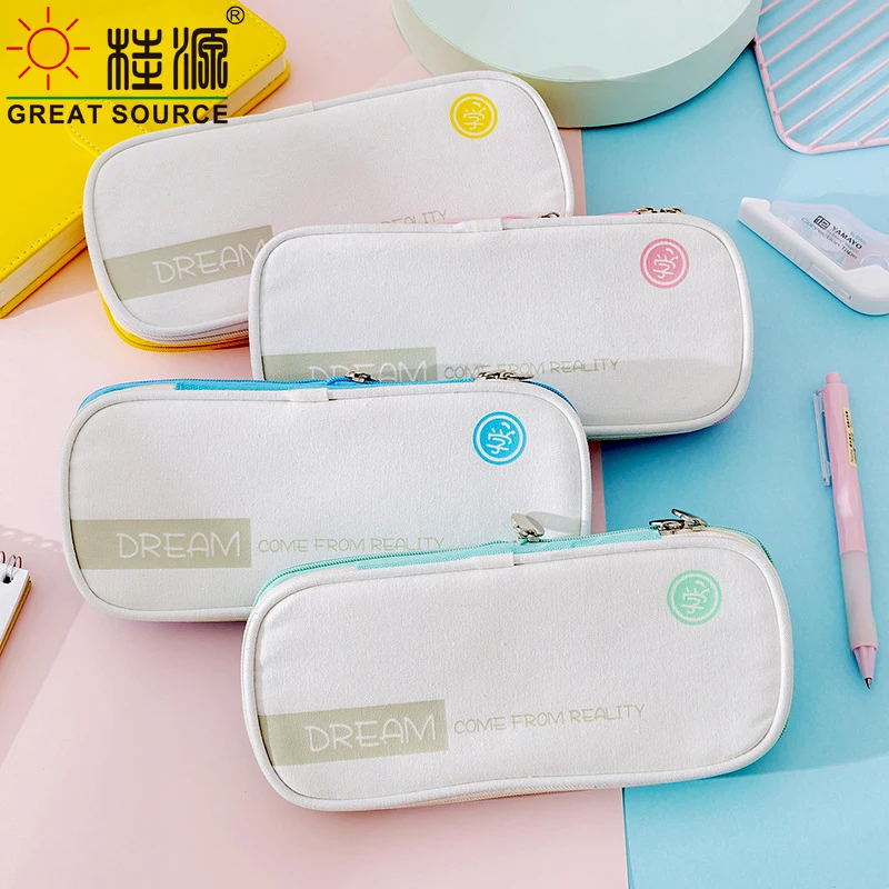 

Pencil Bag 2 Pockets Stationery Bag Oxford Fabric Big Space Double Layers Ziplock Closer(1PC)