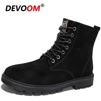 

2020 Black Warm Men Boots Leather Ankle Boots Winter Work Shoes Male Military Boots for Men Botas de hombre Casual Shoes Size 47
