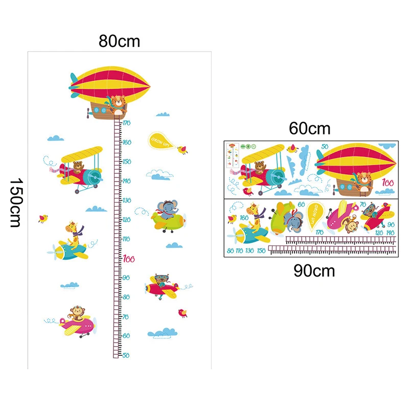Наклейки на график роста детей, Мультяшные наклейки для измерения высоты, наклейки на стену, декор для детской комнаты, наклейки на стену