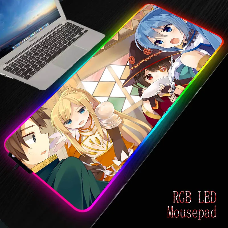 Mairuige Megumin милые девушки большой размер игровой коврик для мыши RGB светильник