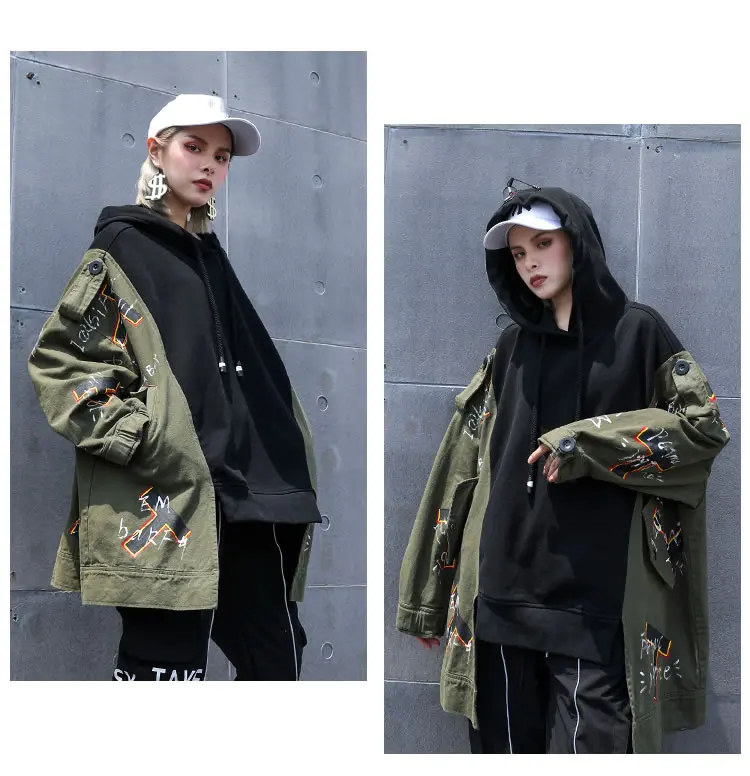 XITAO/женские толстовки с капюшоном на шнурке в Корейском стиле; Новинка года; осенний пуловер; элегантный карман; Ложные два предмета; толстовки с капюшоном в стиле миноритари; WQR1486