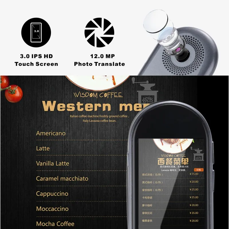 Portable Por 8 Smart Voice Translator 3.0 IPS Screen 108 Languages Dual Philips Speakers 12.0MP Photo Translate