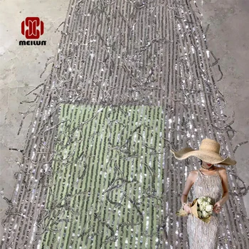 

telas por metros para vestidos sandbeach luxury Latest sequins beads lace fabric Top grade wedding gown dress off embroidery