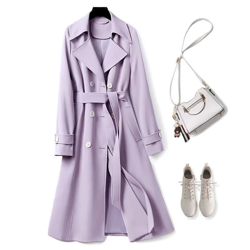 

2023 Spring Long Trench Coat Women Double Breasted Slim Trench Coat Female Outwear Fashion Windbreaker