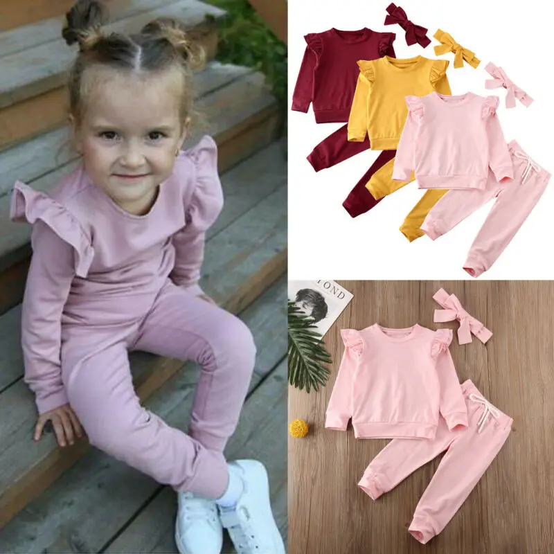 Toddler Kids Baby Girls Tops Sweatshirt + Pants Trousers Set Tracksuits