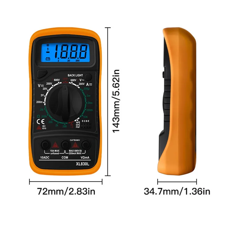 Портативный XL830L мультиметр ЖК-цифровой мультиметр с подсветкой AC/DC Амперметр Вольтметр Ом тестер метр ручной мультиметр тестер