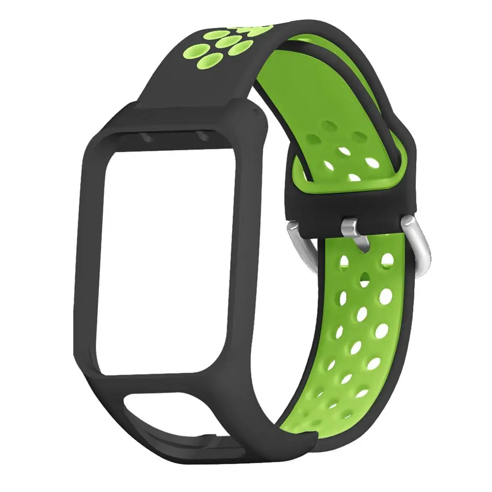 Black Green Двухцветный силиконовый сменный ремешок на запястье TomTom Runner 2 3 Spark 3 gps Спортивные Часы Мягкий ремень часы Браслет аксессуар - Цвет ремешка: Black Green