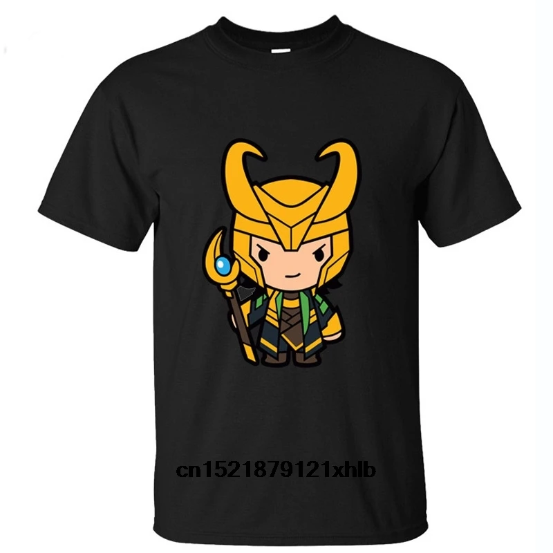 Мужская футболка милая мультяшная Loki с круглым вырезом топы новинка для женщин |