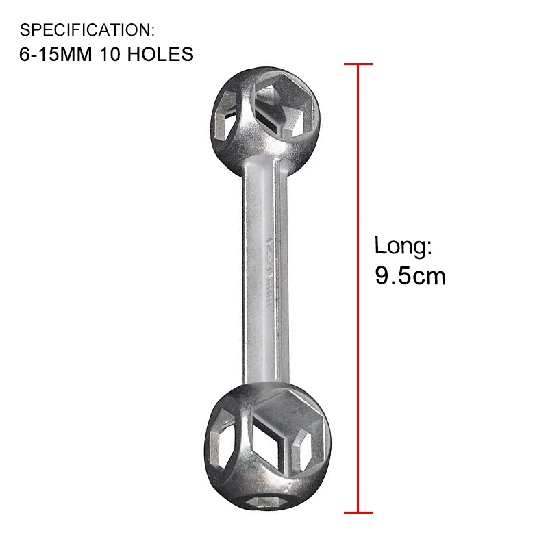 1pcs Urijk 10 in 1 Hexagon Bone Wrench 6-15mm Mini Portable Bicycle Bike Repair Tool Torque Wrench Holes Cycling Spanner Multi Tools - Цвет: 1pcs