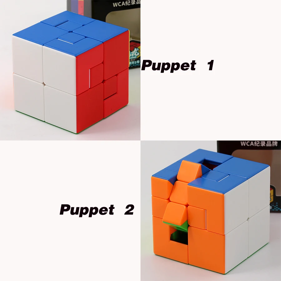 MoYu MeiLong Magic Cubes 3x3x3 Puppet One Two #1 #2 Stickerless Cubing Classroom Puppet 1 and 2 Professional Educational Toy 3X3 7